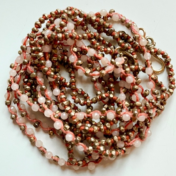 Chan Luu | Rose Quartz & Pyrite Beaded Necklace ♥ NWOT - Picture 7 of 7